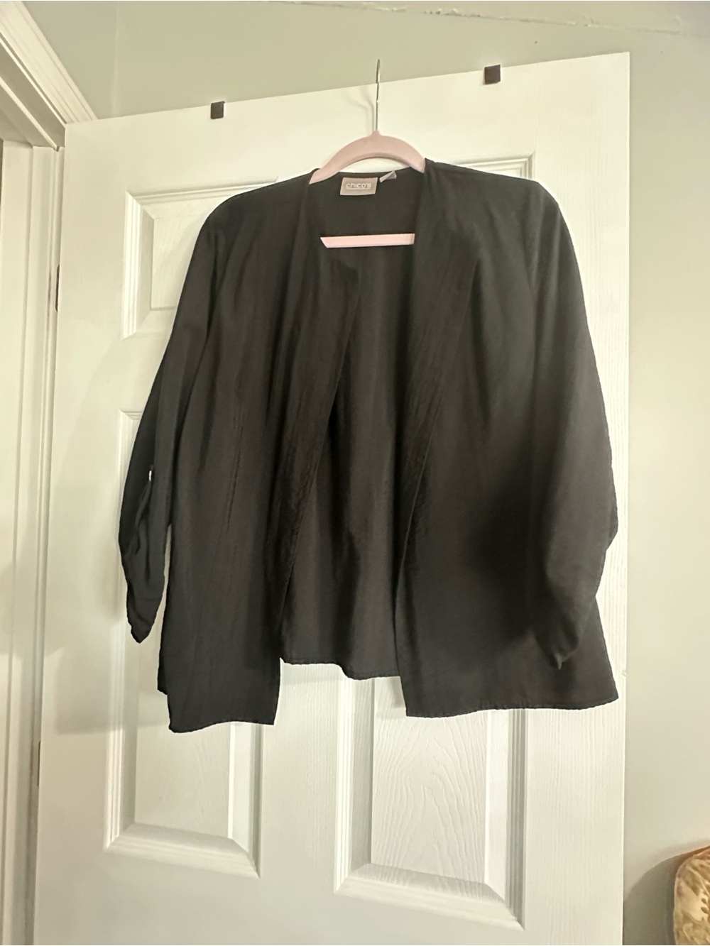 Chico's Black Lightweight Open Cardigan Size  2